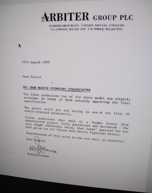 Hank Marvin Letter copie