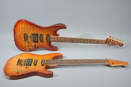 Tom Anderson 1990 Gran Am Cherry & Honey Burst Twin Sisters w/Matching Headstocks Tom Anderson 1990 Gran Am Cherry & Honey Burst Twin Sisters w/Matching Headstocks
